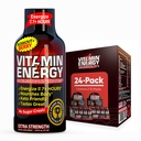 Vitamina Energia Treino+ Força extra Energia Shot Berry 24 Pack, 260mg Cafeína natural, Pré-treino, B-Vitaminas, Minerais, Endurance & Performance, Zero Açúcar, Gluten-Free, Vegan, 1,93 fl oz