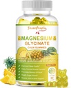 GREENPEOPLE Glicinato de magnésio Gummies com Citrato 1000mg, Taurate & Matale - Açúcar sem - Magnésio Suplemento de potássio com vitamina D, K2 para Calm Mood & Zzz Suporte - 60 Pineapple Gummies