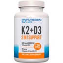 2 em 1 Fórmula de alta potência 90mcg Vitamina K2 (MK7) e 5000 UI Suplemento D3 Fórmula I Não-GMO, Complexo fácil de engolir vitamina D & K, 120 Cápsulas I Fornecimento de 4 meses