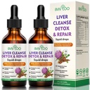 2 Pacote de gotas líquidas de saúde do fígado - 2000mg Cardo de leite, Raíz de dente-de-leão, Alcachofra, Extrato de silymarin, & Ervas Acumuláveis - Vegan, Não-GMO - 4 Fl Oz (120ml)