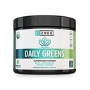 ZHOU Nutrition USDA Orgânico Supergreens Powder, Superfood Smoothie Juice Mix, Spirulina, Chlorela, Wheatgrass, Kale, Fibra, Imune e Suporte Energético, Vegan, Não-GMO, 30 Servings