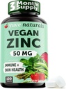 Yuve Naturals Vegan Zinc 50 mg - Gluconato de zinco para Imune e suporte da pele - Gluten Livre, Não OGM, Planta Base - 100 comprimidos fáceis de engolir