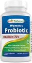 Melhor Naturals Probióticos para Mulheres 100 bilhões UFC - 10 Strains + Prebióticos Fibra + Enzima Digestiva Mistura + Saúde Feminina Mistura de ervas - Imune, Digestivo & Gut Saúde - 60 Cápsulas Deleyaed