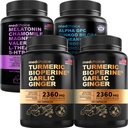 MEDCHOICE Turmeric & Ginger (240ct), Melatonina do sono (90ct), e Nootropic Brain (60ct) Suplemento Bundle - Trio de bem-estar para o cérebro, sono, & apoio imunológico - Vegan, Não-GMO, Sem glúten