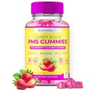 PMS Gummies - Feliz Flow Suplemento de apoio para mulheres - Suplemento de alívio de PMS de morango com vitamina B6 para equilíbrio hormonal, suporte de período, cãibras, acne hormonal e alívio de bloating (60 contagem)
