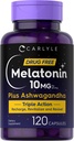 Carlyle Melatonin 10mg □ 120 Cápsulas com Ashwagandha