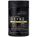 Esportes Pesquisa Vitamina D3 K2 com 5000iu de D3 com base em plantas e 100mcg de vitamina K2 como MK-7, Não-GMO verificado & Vegan Certificado - 160 líquidos Softgels