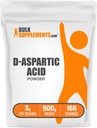 BulkSuplementos.com Pó de ácido D-aspártico - Suplemento de ácido D-aspártico para homens, Aminoácido sem sabor - Puro e sem glúten, 3g por serviço, 500g (1,1 lbs) (Pacote de 1)