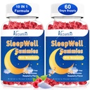 Pastilhas de dormir para adultos e crianças - Pastilhas de melatonina sem açúcar com magnésio, L-Theanina, Vitamina B12, Vegan - Framboesa saborosa, 120 Cts