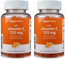 Basics Vitamina C 125mg Gummies Kids, Laranja, 60 Count, Saúde Imune, Fornecimento de 2 Mês (Anteriormente Solimo) (Pacote de 2)