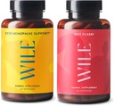 Suporte de Perimenopausa Wile + Suplementos de Flash Quente, Suporte de Menopausa de 2 Pacotes para Mulheres, (2) Garrafas de 60 Cápsulas Cada, 120 Total