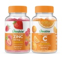 Zinco vitalável 50mg + Vitamina C 750mg, chicletes Bundle - Grande degustação, Suplemento de vitamina, Gluten Free, GMO livre, chiclete mastigável