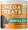PAWFECTCHEW Omega 3 para cães (60 Mastigações) - Alaskan Salmon Fish Oil Treats para cães - Ómega Fatty Acids - Pele e casaco Suplemento - Pele seca comichão, derramamento e alívio de alergia