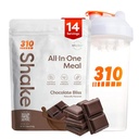 310 Nutrição All-in-One Replacement Shake Powder w / Shaker Cup Starter Kit - Alta fibra de proteína rico Vegan Superfood Mistura - Açúcar-Livre, Keto & Paleo Friendly, Low Carb - Chocolate Bliss 14 srv