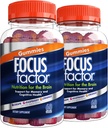 Fator Foco Gummies Nootropic, Suplemento de Memória para Cérebro, Fosfatidilserina, Bacopa, Huperzina A, 60 Count, Pack of 2