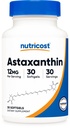 Nutricost Astaxantina 12mg, 30 Softgels - Não-GMO e sem glúten