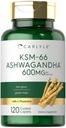 Carlyle KSM-66 Ashwagandha 600mg □ 120 Caplets □ Extrair Suplemento com L-Theanina □ Vegan, Não-GMO, Sem glúten