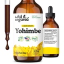 Wild & Orgânico Yohimbe Suplementos para homens e mulheres - 5 mg Yohimbine Extrato Tintura - Livre de álcool Yohimbe Bark Drops - Vegan, Não-GMO & Açúcar - 4 fl oz
