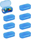 8PCS Caixa de comprimidos Organizador Pocket Pequeno Titular de comprimidos, diariamente embalagens AM & PM, Titular de Medicina, Ideal para Medicação, Vitamina, Suplemento, Perfeito para viagem, Ideal para bolsa (azul)