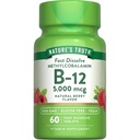 Verdade da natureza B12 Vitamina 5000 mcg □ 60 Comprimidos □ Dissolver rapidamente sabor Berry Natural □ Vegan, Não-GMO & Suplemento sem glúten