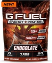 G Fuel Protein + Energy Drink Powder, Mistura de cafeína pré-treino para jogos, Amino sem açúcar, Vitamina + antioxidantes, 19 onças (chocolate, 20 Servings)