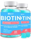 Gummies de biotina sem açúcar, gomas de biotina e colagénio com queratina, ácido hialurônico para mulheres e homens