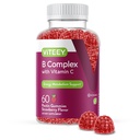 Viteey Vitamina B Complex Gummies com vitamina C - Energia, Metabolismo e Apoio Imune - B6, B12, Niacina, Ácido Fólico, Biotina, Cálcio - Vegan, Sem Glúten - 60 Contagem