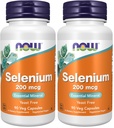 Now Supplements, Selenium (L-Selenometionina) 200 mcg, Essential Mineral*, 90 Veg Cápsulas (Pacote de 2)