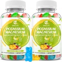 Glicinato de Magnésio de Potássio, Gummies de Potássio para Adultos Crianças, Glicinato de Magnésio de Alta Absorção para Cães Pernas & Saúde Imune, Livre de Açúcar, Vegan misto sabores, 120 Contagem
