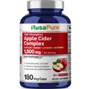 NusaPure Apple Cider Vinagre Complexo 1500 mg 180 Veg Caps Adequado para vegetarianos e vegans, Não-GMO