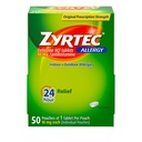 Zyrtec Comprimidos de Alergia 24 horas, Individualmente Envoltos em Medicina de Alergia Interior e Exterior com 10 mg de HCl de Cetirizina por Comprimido de Anti-histamínico, 1 comprimido por embalagem, 50 ct Dispensit Pack