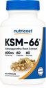 Nutricost KSM-66 Ashwagandha Root Extract 600mg, 60 tampas de legumes - 5% Withanolides - com BioPerine - Extrato de raiz de espectro completo