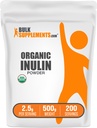 BulkSuplements.com Inulina orgânica em pó - Inulin Suplemento, Fibra Solúvel em pó - Vegan & Gluten Free - 2,5g por serviço, 500g (1.1 lbs) (Pacote de 1)