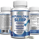 Ajuda natural calma ao sono com Magnésio, L-Theanina, Melatonina, GABA, 5-Htp, Ajuda para o sono, Não-GMO - 60 Cápsulas
