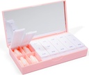 PORTO X POLISH Designer Semanal Pill Box Organizador (AM/PM 2X Daily, Blush Pink) □ Compacto, elegante 7-Dia Suplemento Vitamina Caso □ Bonito portátil Mini Travel Medicine Transportador