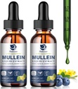 Mullein Drops para pulmões, Detox pulmonar e limpeza, Vegan Mullein Folha Extrato Tintura com clorofila Elderberry, etc, Suplemento de ervas naturais para respiração, Imune, 60 Servings