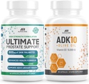 Melhor suporte de próstata Over-The-Counter - Suplemento de saúde da próstata para homens (60 Cápsulas) + ADK 10 Suplemento de vitamina + Azeite para melhor absorção (90 Cápsulas vegetarianas)