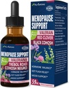 Black Cohosh Menopausa Suporte Drops, Phytoestrogen Suplementos W / Red Clover, Motherwort & St. John's Wort Extract para flashes quentes, suores noturnos e conforto. Cimicifuga para Menopausia. 2 onças