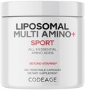 Codeage Multi Amino+ BCAA & EAA Suplemento, Todos os 9 Aminoácidos Essenciais, Free-Form ramificado-Chain Amino Acid Pills, Sport Supplement, Pré e Pós-treino, Entrega lipossomal, Vegan, 240 Cápsulas