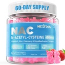 Nextdia NAC Gummies para Crianças e Adultos, Mastigável N-Acetil Cysteine Suplemento 600mg 1000mg w/Vitamina C, Zinco, Elderberry para Antioxidantes e Imune Suporte, Pulmão & Saúde do fígado, Açúcar grátis, 120 Ct