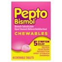 Pepto Bismol Comprimidos Mastigáveis para Náuseas, Azia, Indigestão, Estômago Chateado, e Diarréia - 5 Sintomas Rápidos de alívio, Sabor Original, 48 quilates