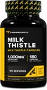 Primaforce Milk Thistle 180 Cápsulas 1000mg Equivalente - Suplemento dietético sem glúten, não-GMO, de 250mg de 4:1 Extracto