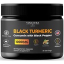 VINATURA Black Turmeric, Curcumina com Pimenta Negra 1000mg - Curcumina Cúrmica com Preto Cúrmico - Curcuma Césia, Curcuma Longa, Pimenta Preta 95% Piperine - 60 Cápsulas 30 Servimentos