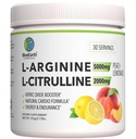 L-Arginina 5000mg + L-Citrulina 2000mg Suplemento em pó complexo - impulsionador de óxido nítrico - saúde do coração, fluxo de sangue, energia e resistência - 30 Servings (Limonada de pêssego)