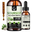 (2 Pack) Azedo Graviola gotas líquidas 1800mg, 98% Absorção Soursop mordedores líquido para suporte celular e regeneração, Imune Boost, Relaxar, Fígado e Sono, Herbal Goodness, Gluten Free, 1 Fl Oz