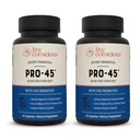 Live Conscious PRO45: Fórmula Probiótica, 45 bilhões de UFC, 11 cepas abrangentes. Livres de Laticínios. Promove a saúde imune e digestiva. 60 Cápsulas (2-Pack)