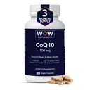 WOW Suplementos CoQ10 100 mg com Hawthorn Berry - alta absorção CoQ10 100mg para produção de energia, saúde do coração e celular - não-GMO, Coenzima sem glúten Q10 100mg Suplemento - 90 Cápsulas
