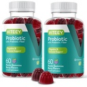 VITEEY chicletes probióticos com prebióticos – Gut Suplementos de saúde para a saúde digestiva – 2 bilhões UFCs – Vegan, sem glúten – 120 Contagem