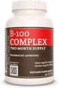 Nutrição de Remedy Vitamina B-100 Complexo □1,000 mg, 60 Cápsulas Vegan Suplemento dietético □ Dois meses de fornecimento