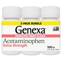 Genexa Clean Acetaminofen 500mg Força extra, DYe Free Pain Reliever Fever Redutor, 0% Aditivos Artificiais, Medicina da Dor para Adultos, Alivia dores de cabeça, dor nas costas, artrite menor dor, 300 comprimidos